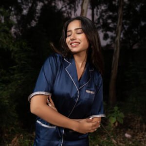 Navy blue shirt with pyjamas